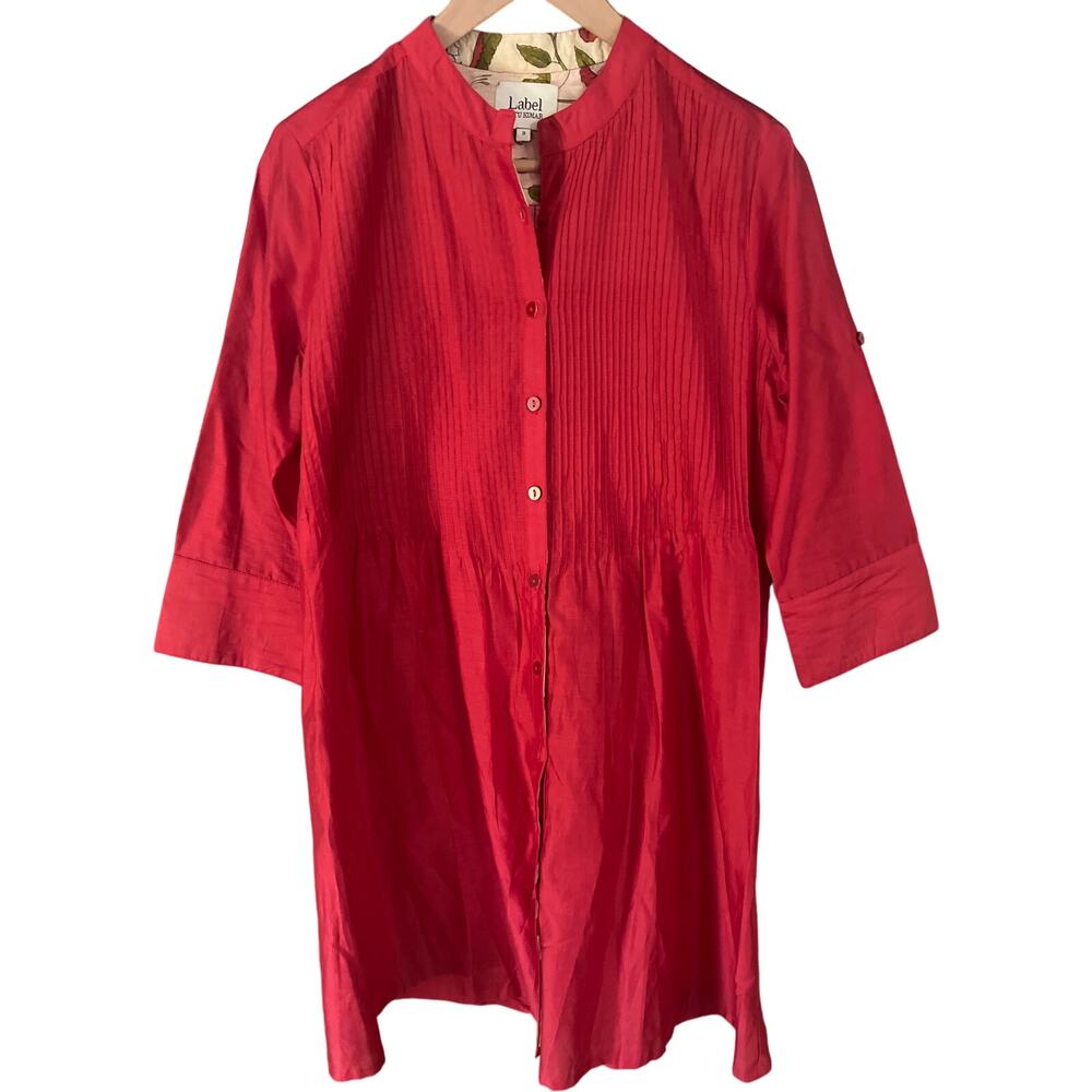 Label Ritu Kumar Red/Orange Cotton/Silk Blend Tunic Sz 3‎ (U.S. size 8)